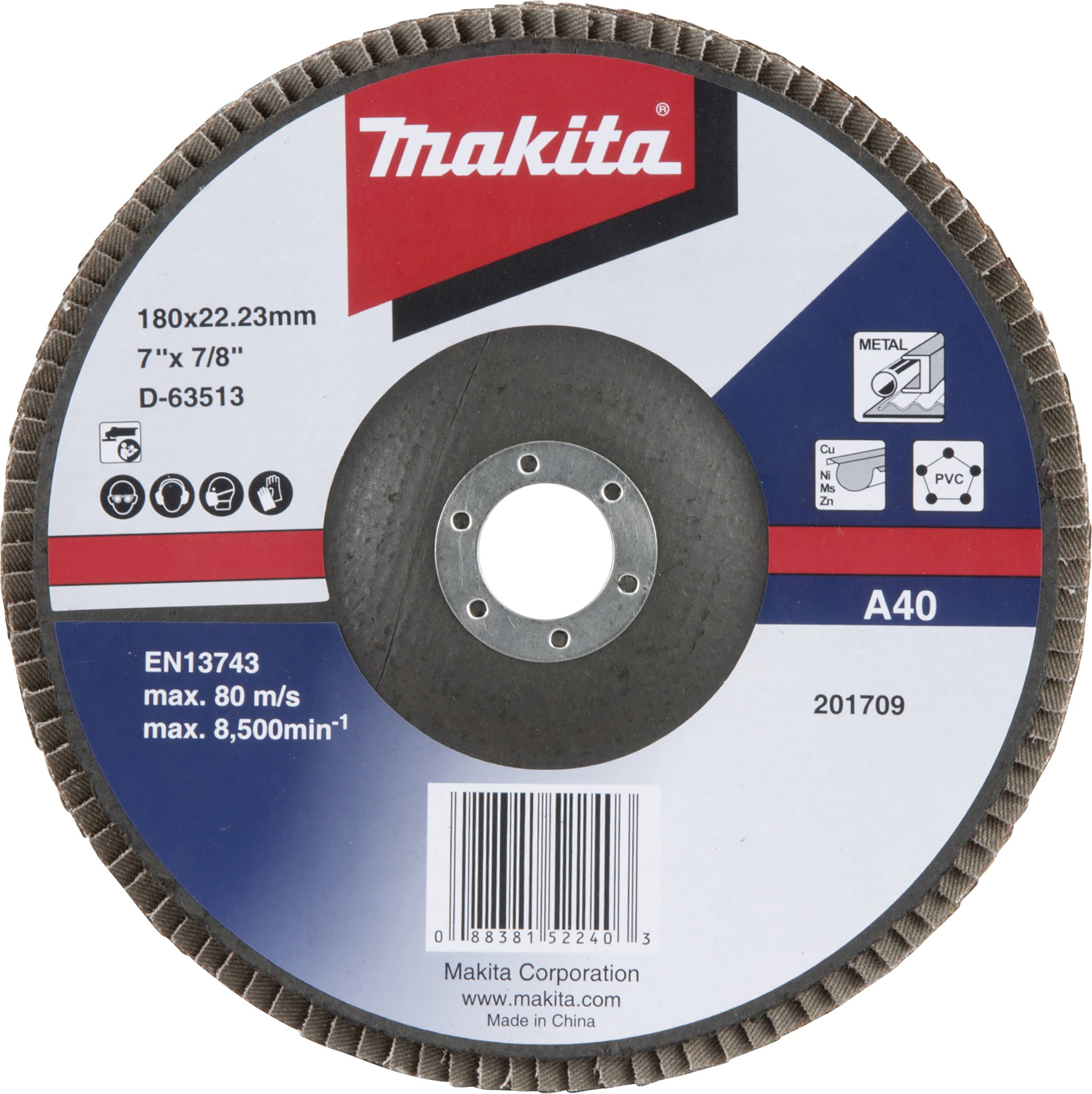 Makita D-63513 Legyezős csiszolókorong Ø 180 mm Szemcsézet=40 1 db