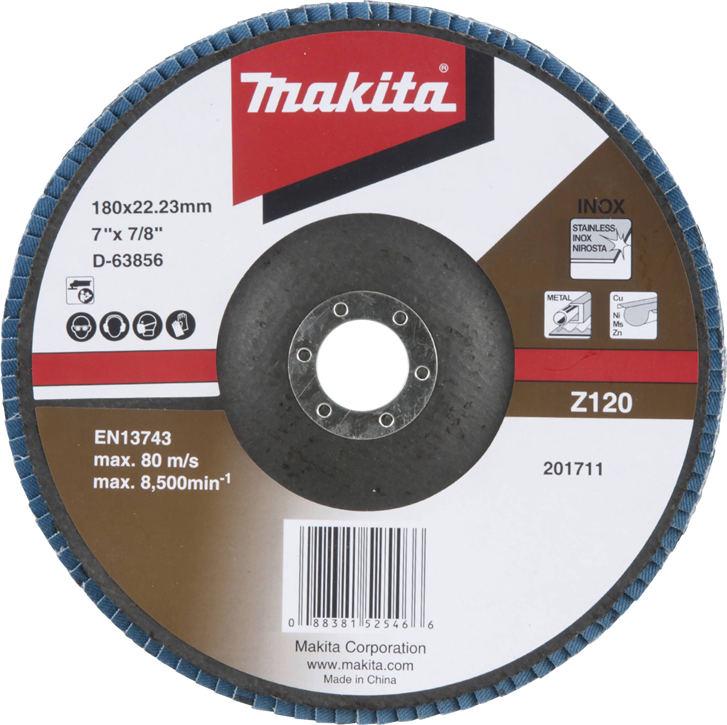 Makita D-63856 Legyezős csiszolókorong Ø 180 mm Szemcsézet=120 1 db