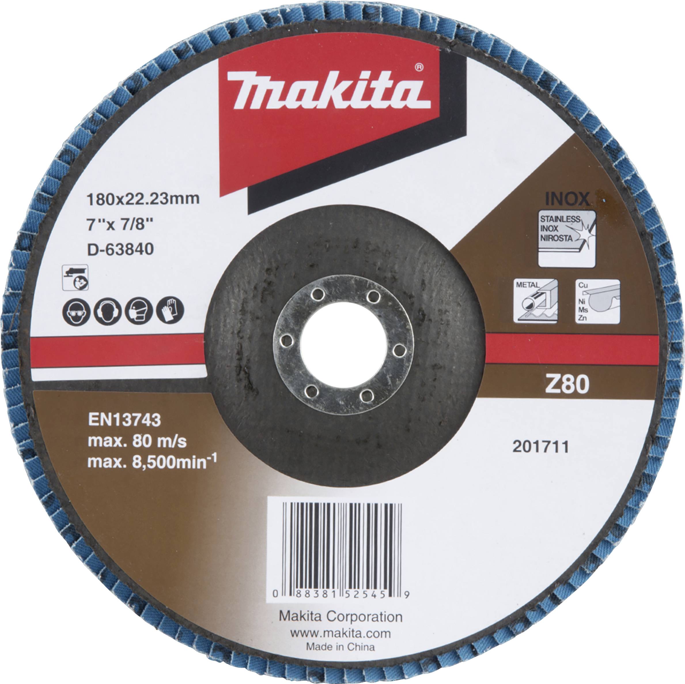 Makita D-63840 Legyezős csiszolókorong Ø 180 mm Szemcsézet=80 1 db