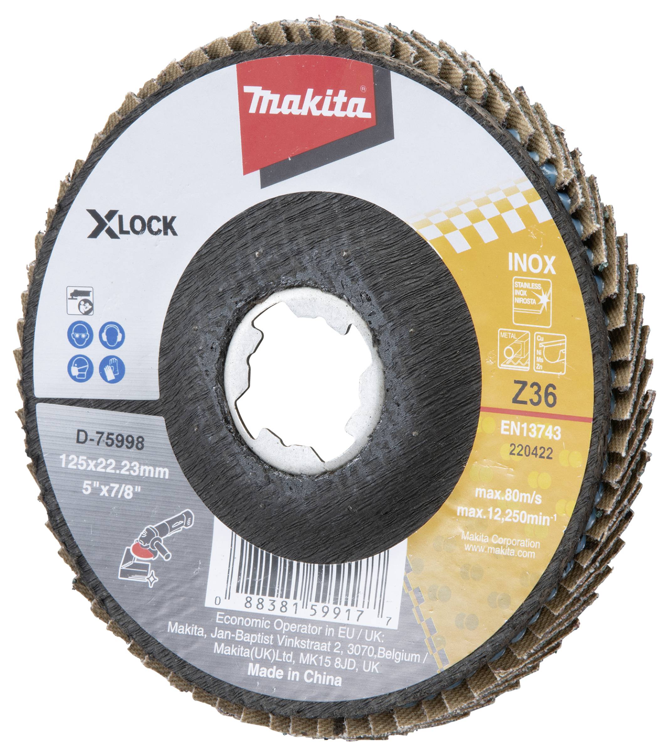 Makita D-75998 Legyezős csiszolókorong Szemcsézet=36 1 db