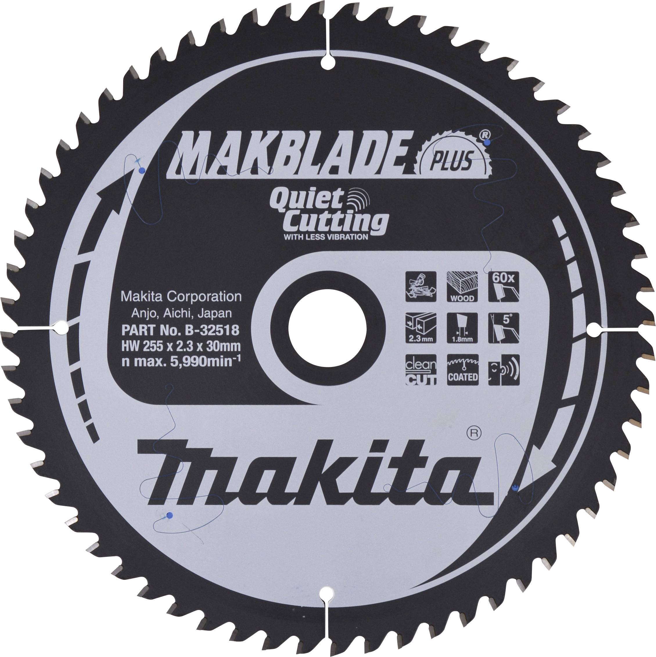 Makita B-32518 B-32518 Körfűrészlap 255 x 30 x 2.3 mm Fogak száma (collonként): 60 1 db-0