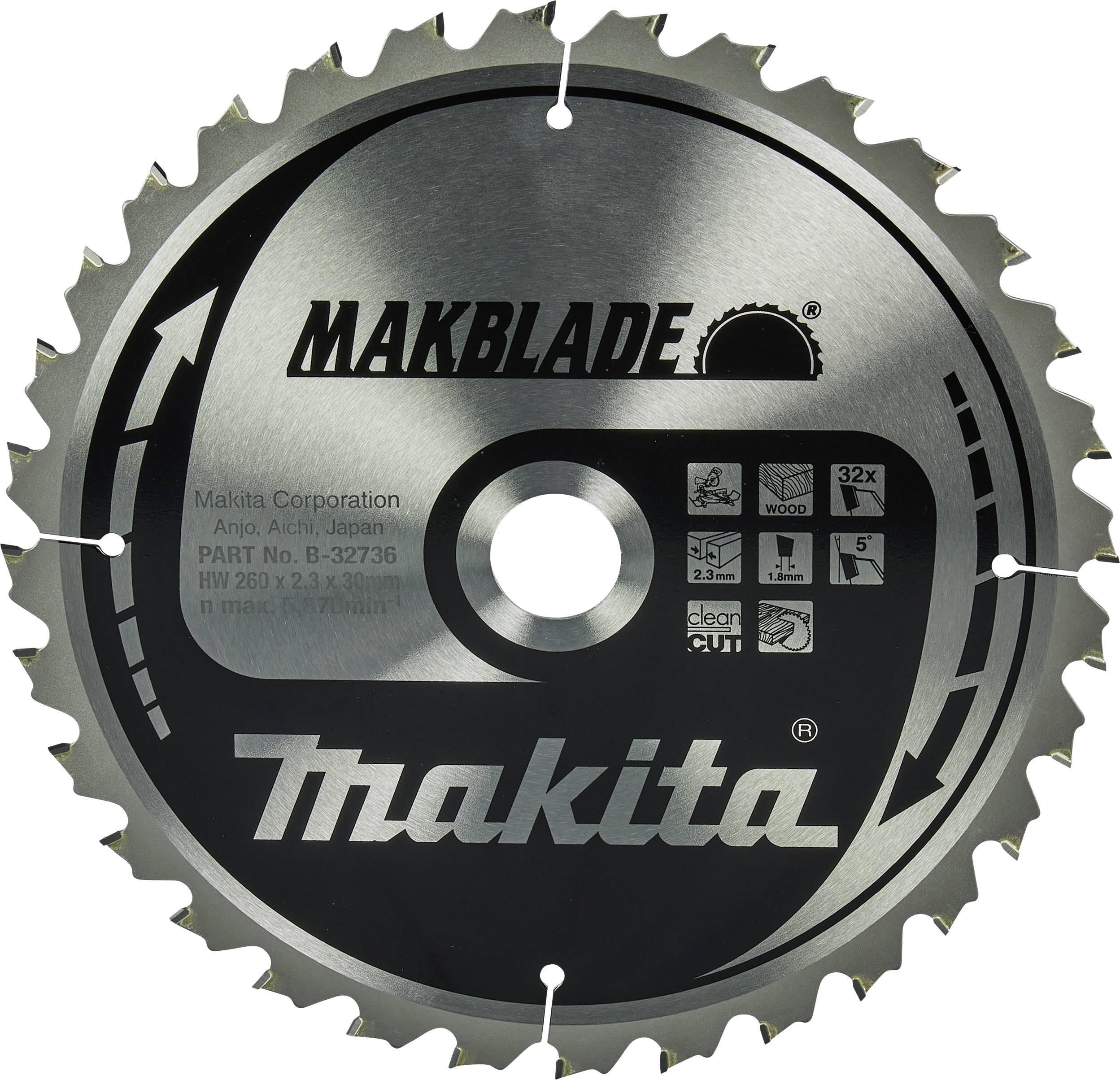Makita B-32736 B-32736 Körfűrészlap 260 x 30 x 2.3 mm Fogak száma (collonként): 32 1 db