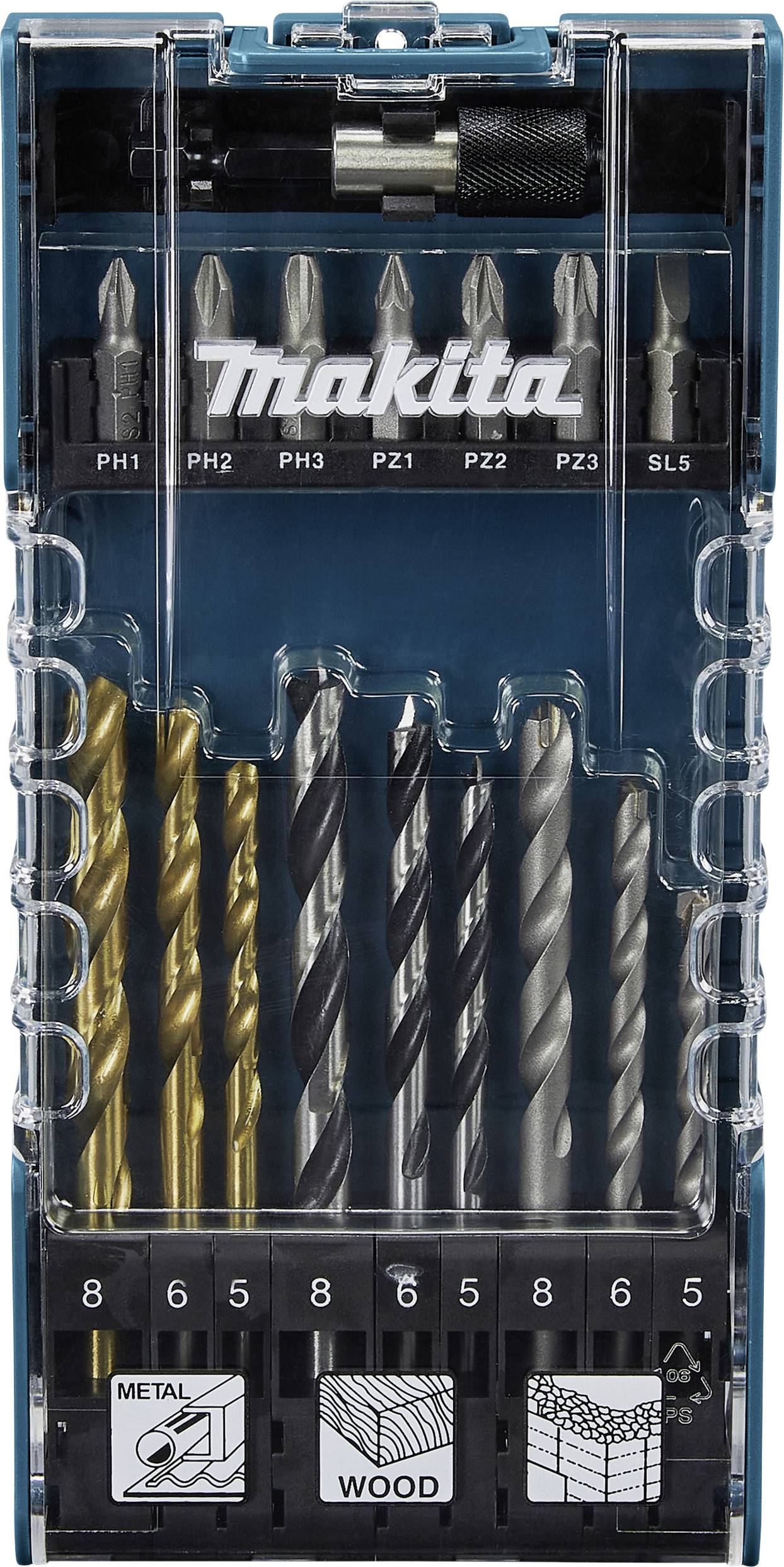 Makita D-74887 Bit készlet Bit tartóval-0