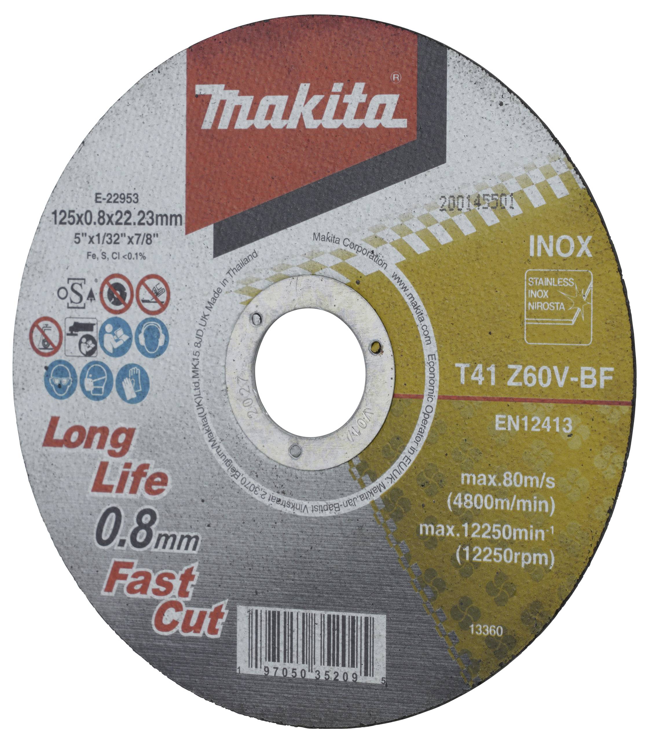 Makita E-22953-12 Vágótárcsa készlet 125 mm 12 db Acél, Nemesacél, rozsdamentes-1