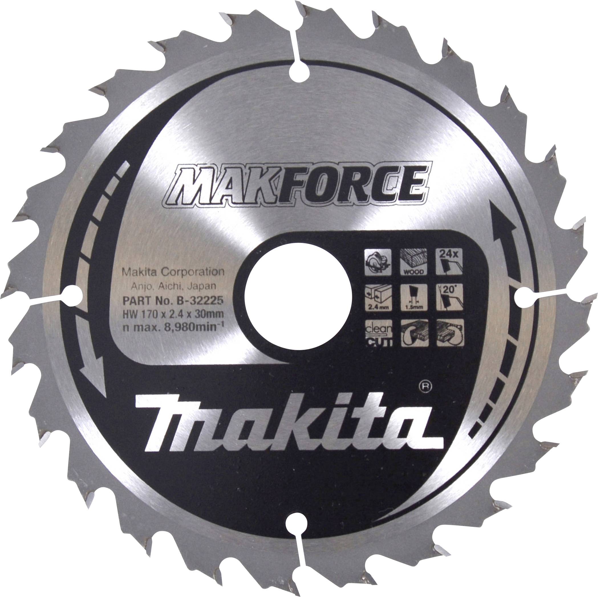 Makita B-32225 Körfűrészlap 170 x 30 x 2.4 mm Fogak száma (collonként): 24 1 db-0