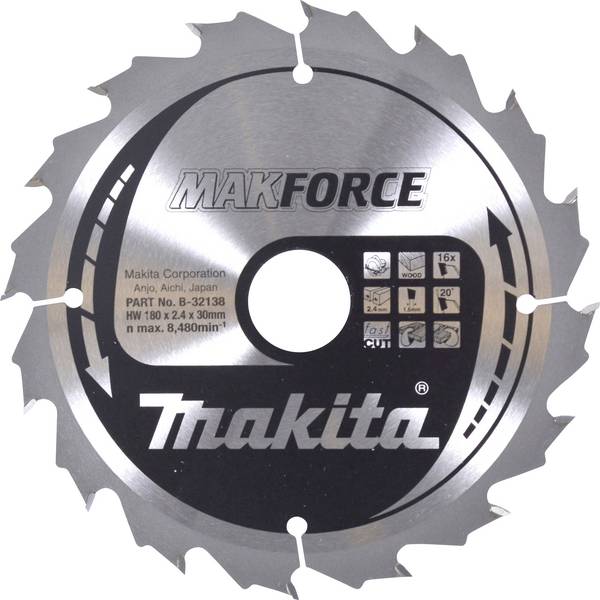 Makita  B-32138 Körfűrészlap 180 x 30 x 2.4 mm Fogak száma (collonként): 16 1 db
