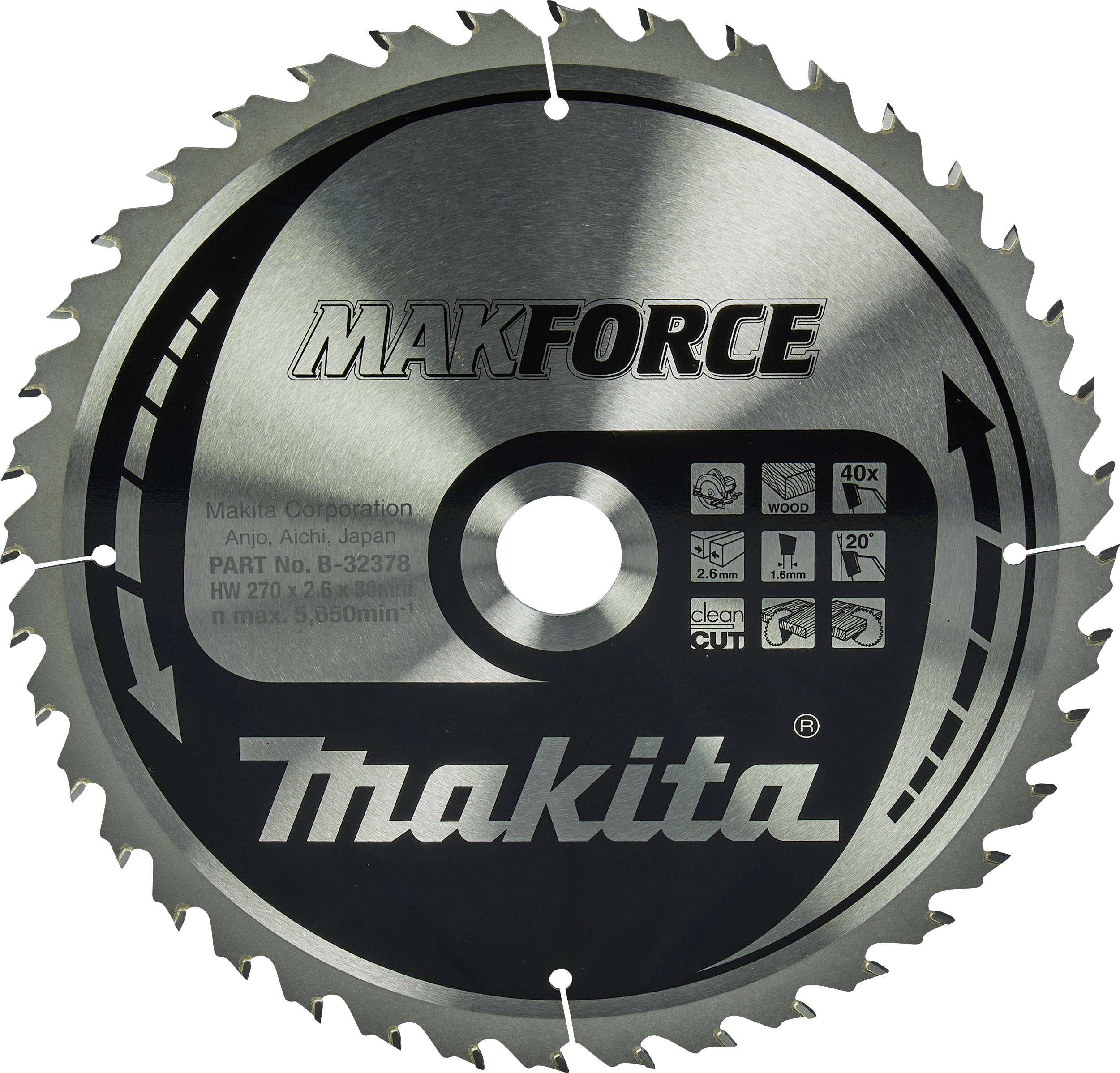 Makita B-32378 Körfűrészlap 270 x 30 x 2.6 mm Fogak száma (collonként): 40 1 db
