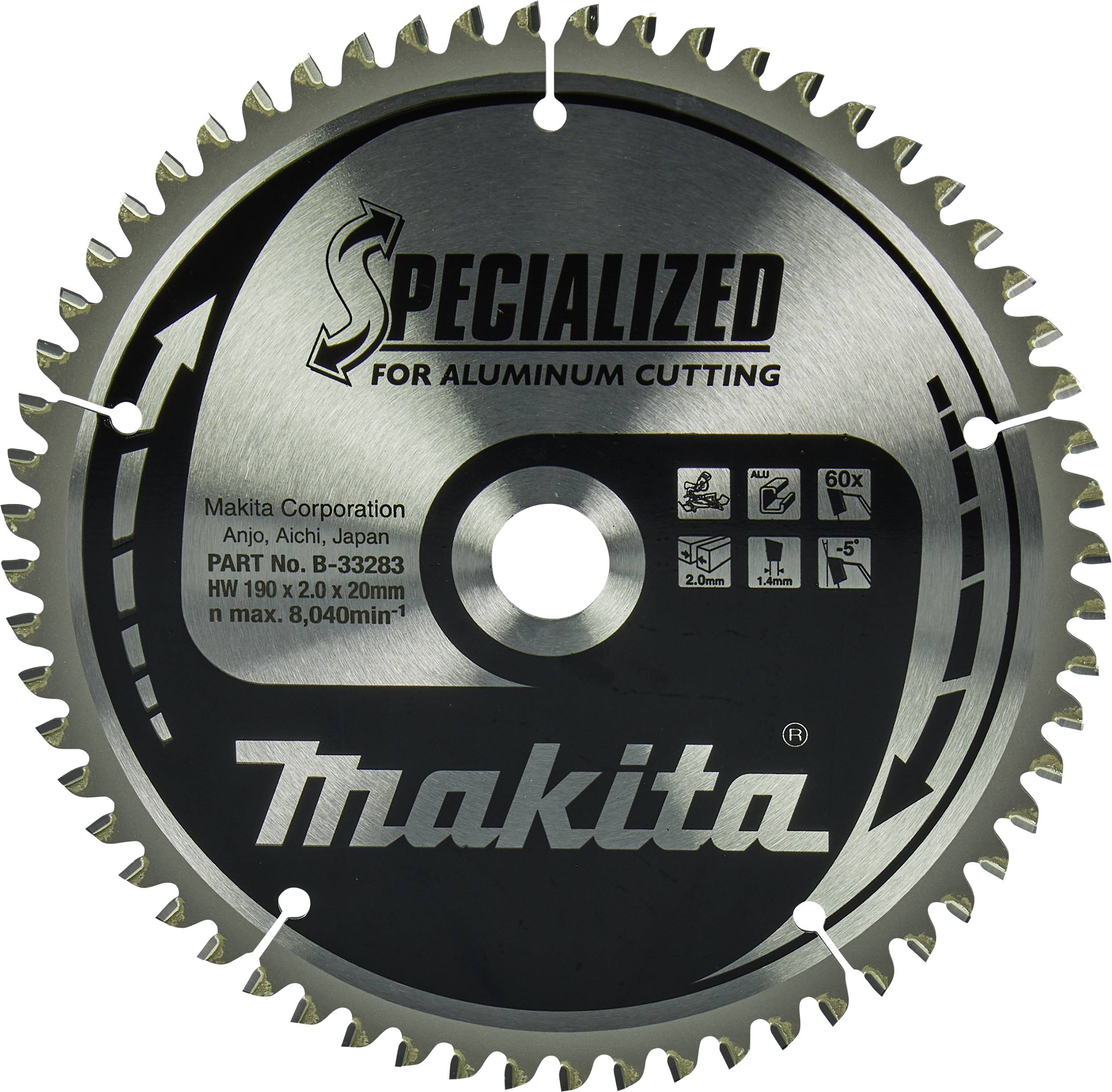 Makita B-33283 B-33283 Körfűrészlap 190 x 20 x 2 mm Fogak száma (collonként): 60 1 db-0
