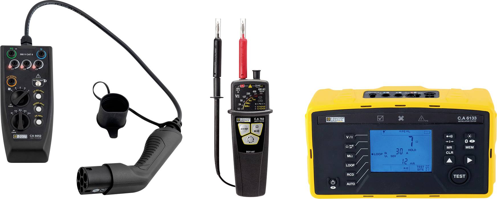 Chauvin Arnoux EVSE-SET CA 6652 + CA 6133 + CA 762 IP2X Telepítés teszter készlet, VDE vizsgáló készülék készlet VDE sza-0