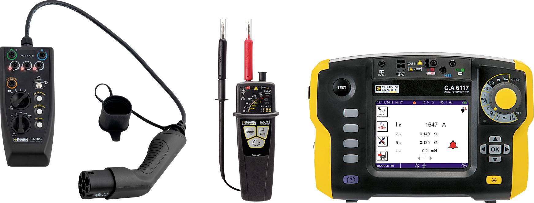 Chauvin Arnoux EVSE-SET CA 6652 + CA 6117 + DataView + CA 762 IP2X Telepítés teszter készlet, VDE vizsgáló készülék kész-0
