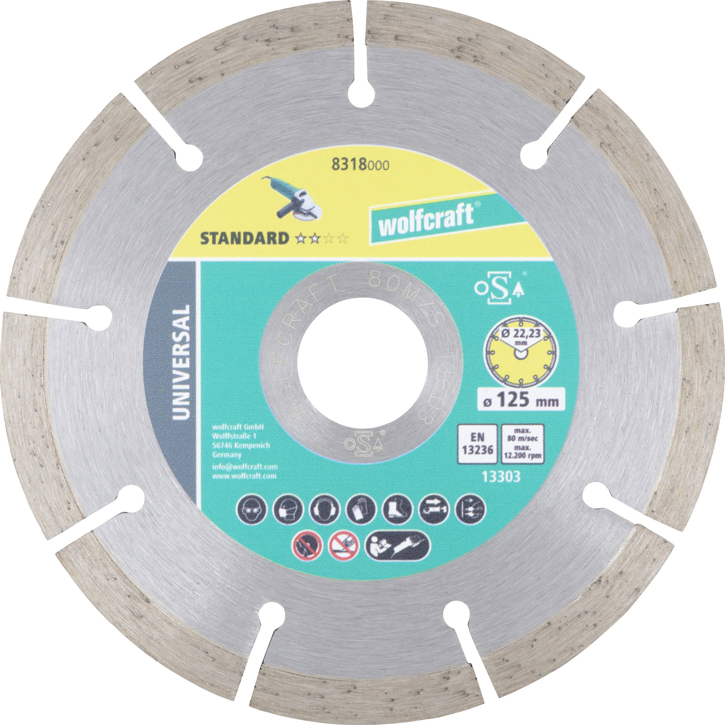 Wolfcraft 8318000 Gyémánt bevonatú vágótárcsa 125 mm 1 db Habkő, Kő