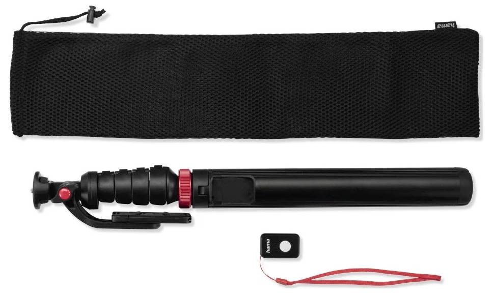 Hama Háromlábú állvány 1/4 col Munkamagasság=49.5 - 160 cm Fekete Csuklópánttal, Bluetooth, Okostelefon-tartóval-1