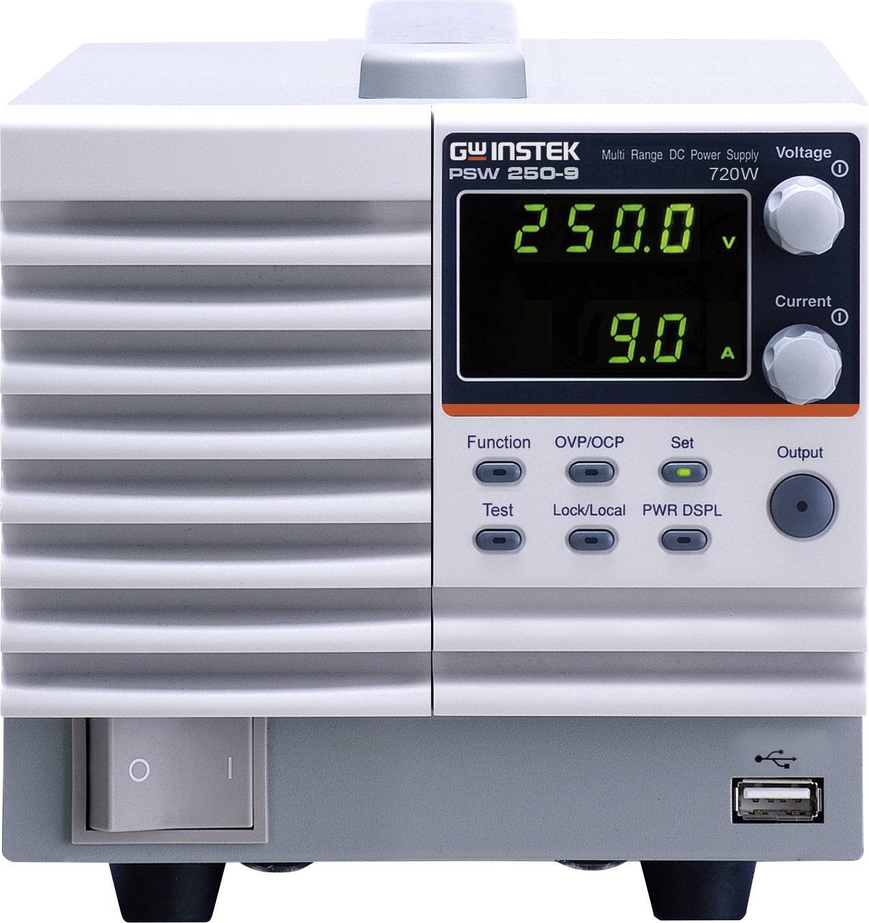 GW Instek PSW 250-9 720W Multi-Range Programmable Switching Labortápegység, szabályozható 0 - 250 V 0 - 9 A 720 W LAN, USB Auto Range, Távirányítható,