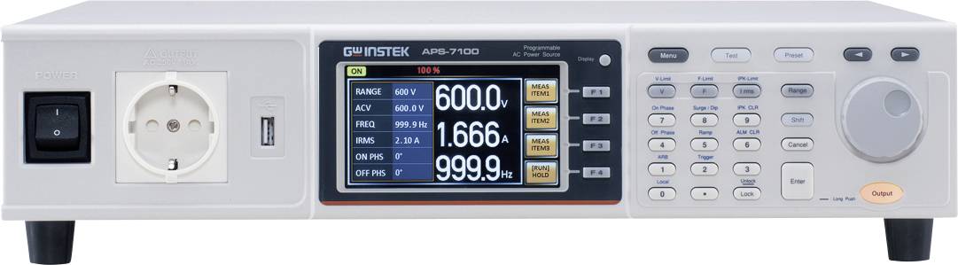 GW Instek APS-7100 AC-Quelle mit EU-Steckdose Labortápegység, szabályozható 1000 VA USB, LAN Programozható, Távirányítható, OVP Kimenetek száma 1 x