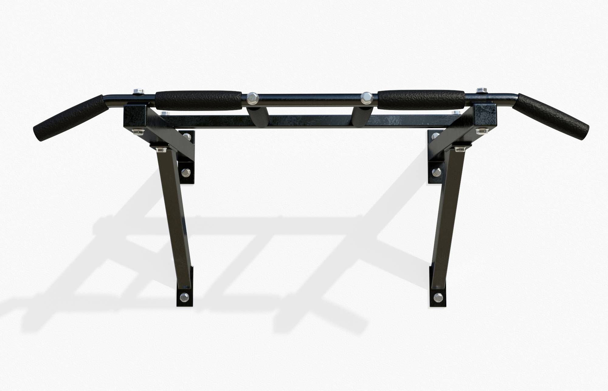 Fali húzódzkodó rúd párnázott fogantyúkkal és erős fémszerkezettel.