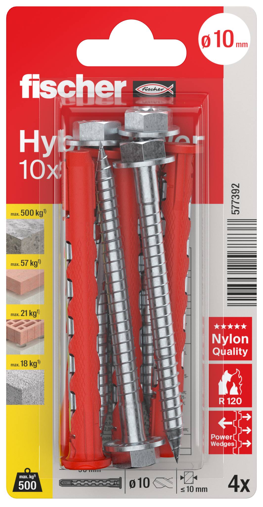 Fischer 577392 HybridPower Tipli készlet 90 mm 4 db