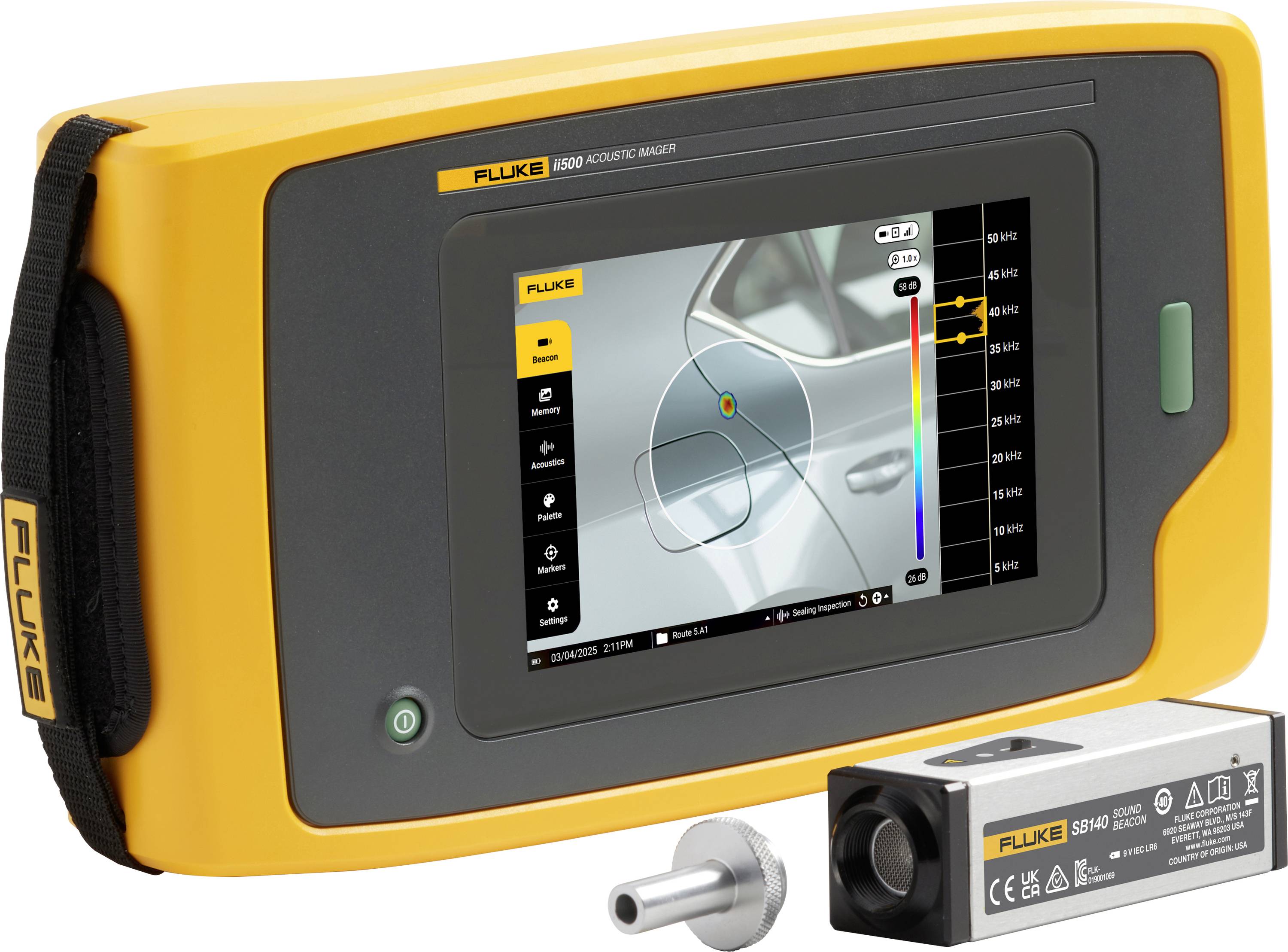 Fluke Hangkamera színes kijelző FLUKE-II500/SB140 15.4 - 115.2 dB 2 Hz - 52 Hz USB-C
