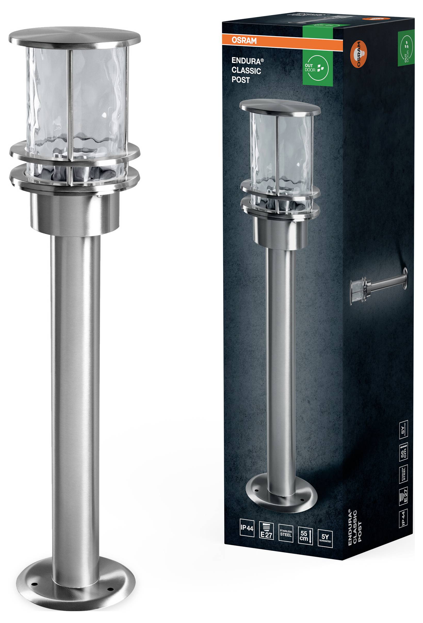 OSRAM HOMELIGHTING ENDURA Classic Post 55cm E27 4099854452239 LED-es kültéri fali lámpa LED E27 Acél-1
