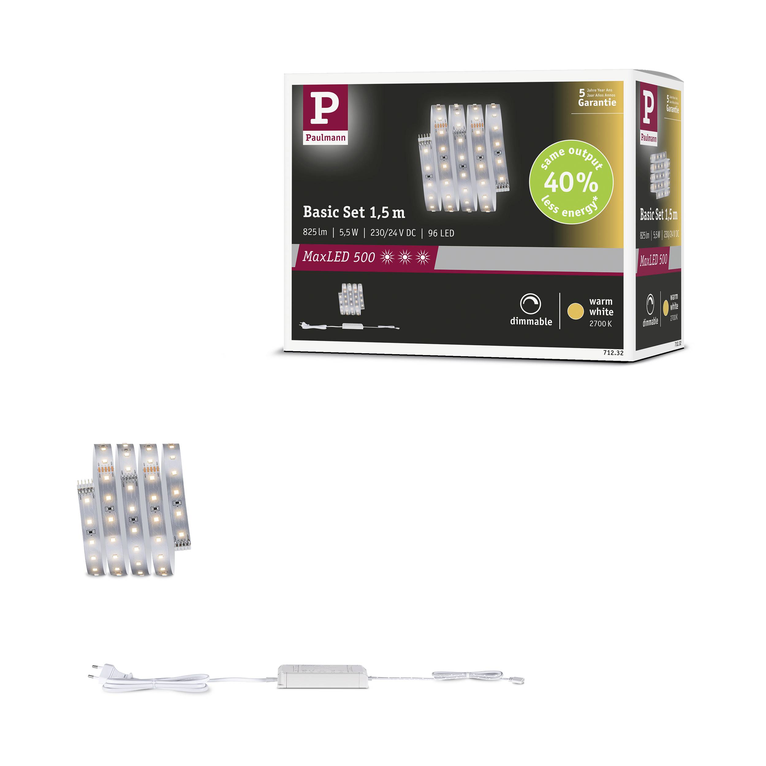 Paulmann MaxLED 500 71232 LED csík alap készlet Dugóval 230 V, 24 V/DC 1.5 m Melegfehér 1 készlet-9