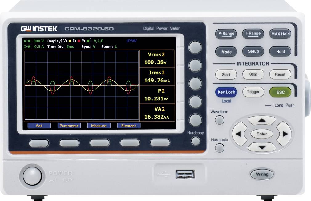 GW Instek GPM-8320-60 (CE) hálózat analizáló készülék Energiamérések, Online mérések, adatgyűjtő funkcióval