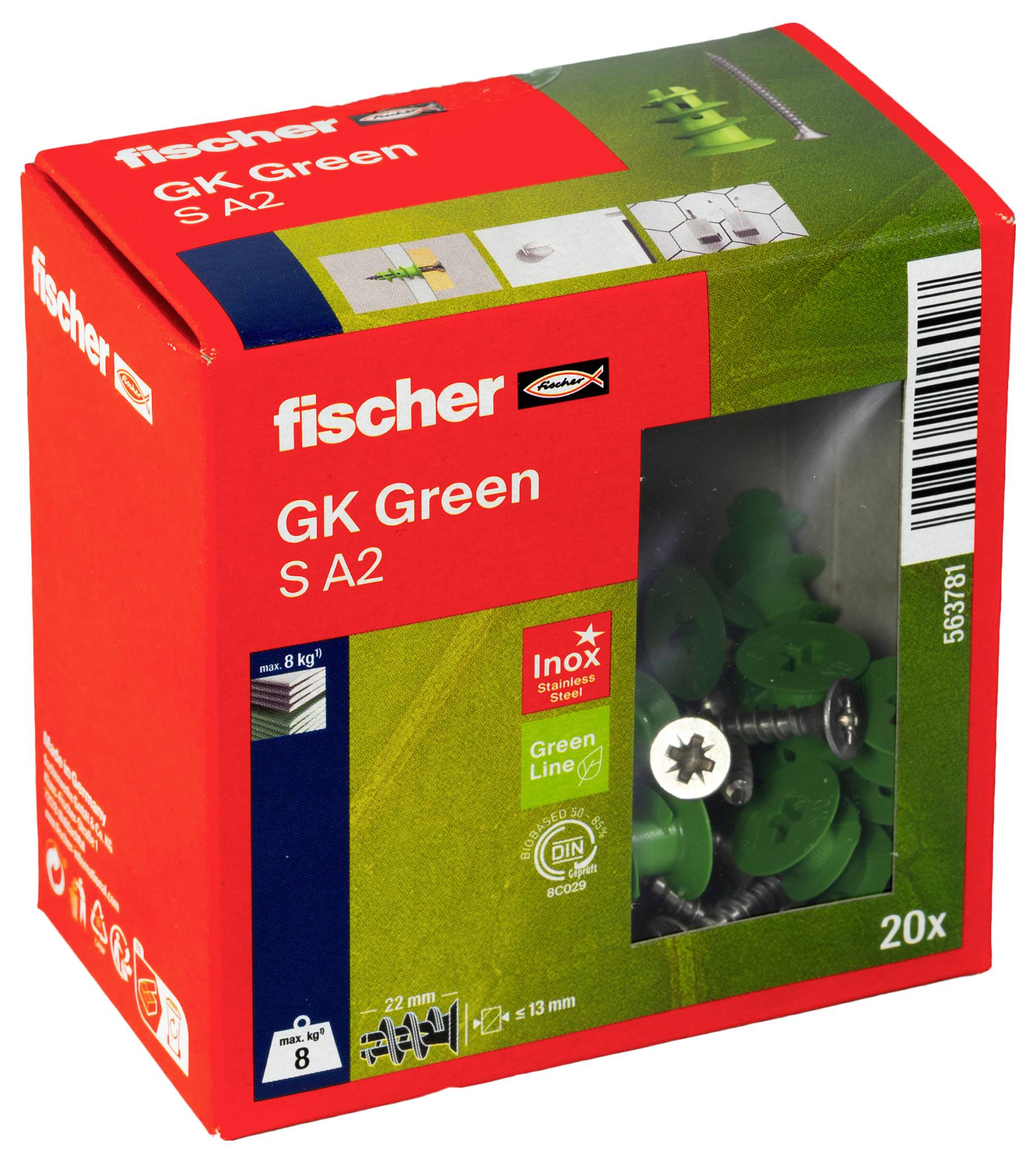 Fischer 563781 GK Green S Gipszkarton tipli 20 db-1