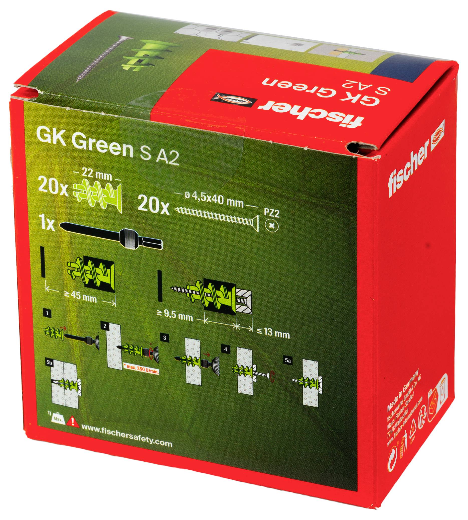 Fischer 563781 GK Green S Gipszkarton tipli 20 db-3