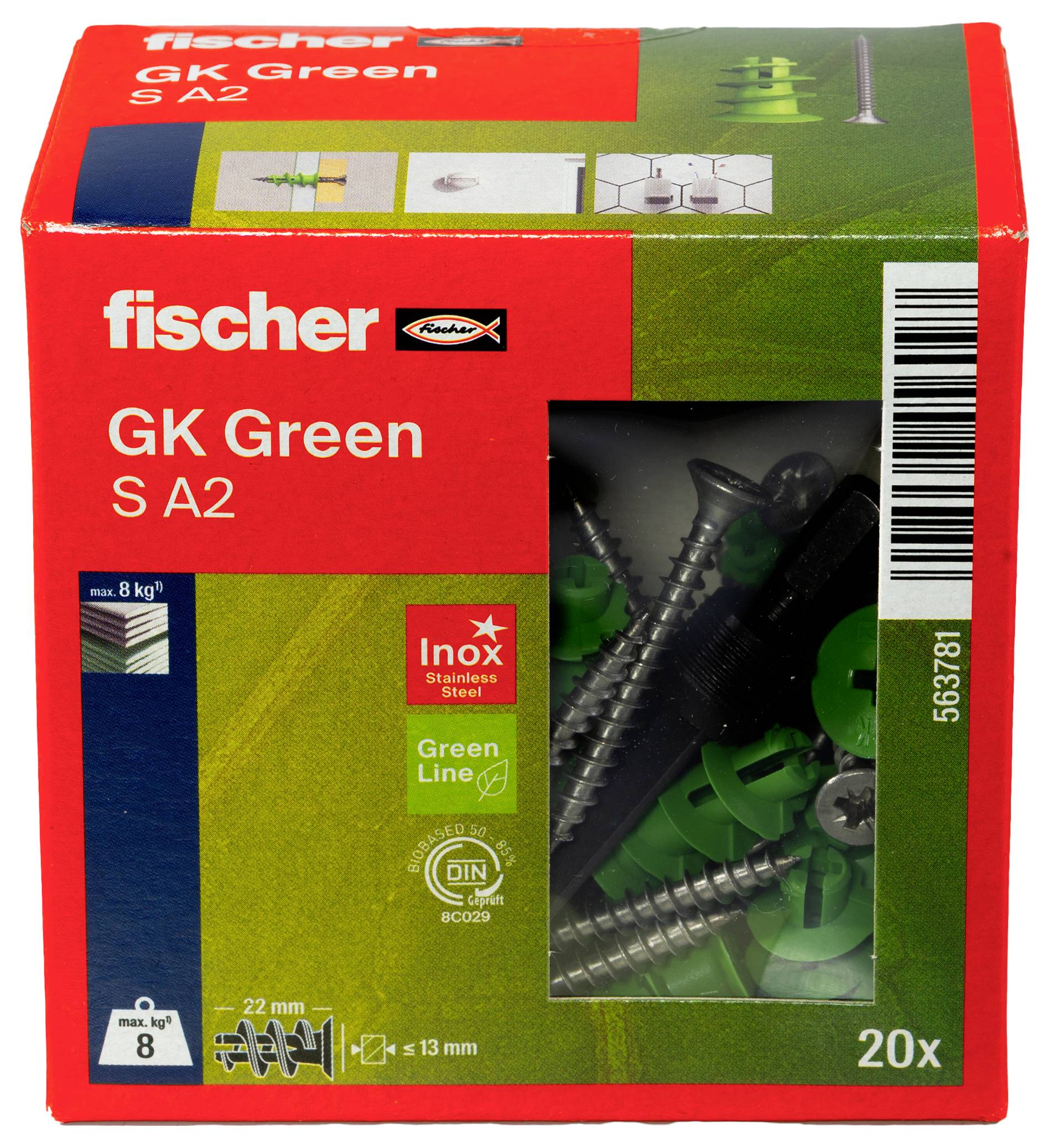 Fischer 563781 GK Green S Gipszkarton tipli 20 db-4