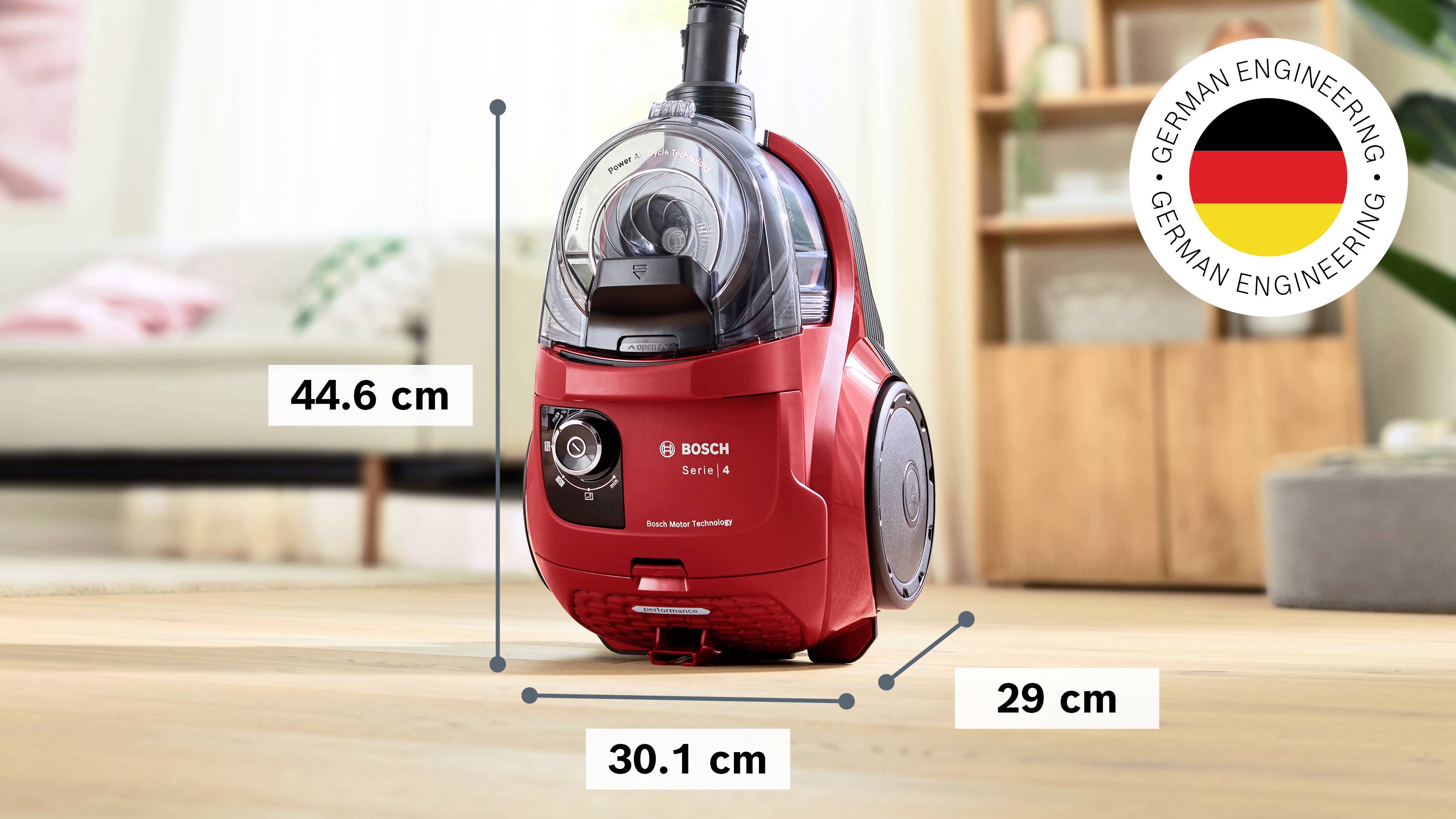 Bosch beutelloser Staubsauger Serie 4, rot Zsák nélküli porszívó 750 W Porzsák nélkül-10