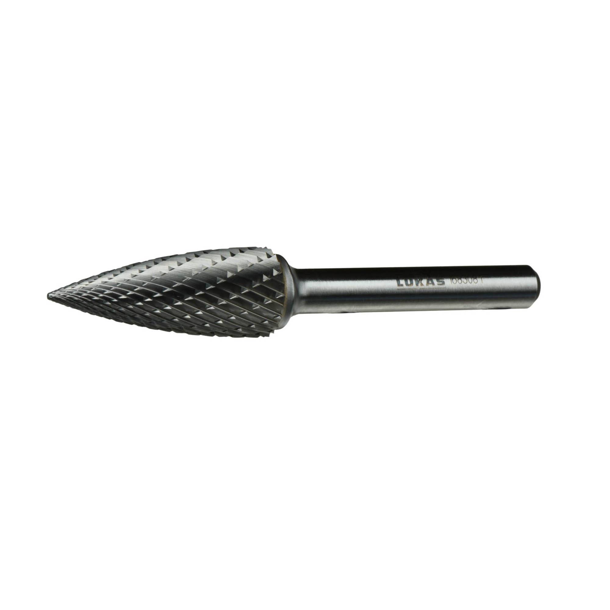 LUKAS-ERZETT A10041230808200 Maró Keményfém Hegyes ív Hossz 200 mm Átmérő 12 mm Munkahossz 30 mm Szár átmérő 8 mm