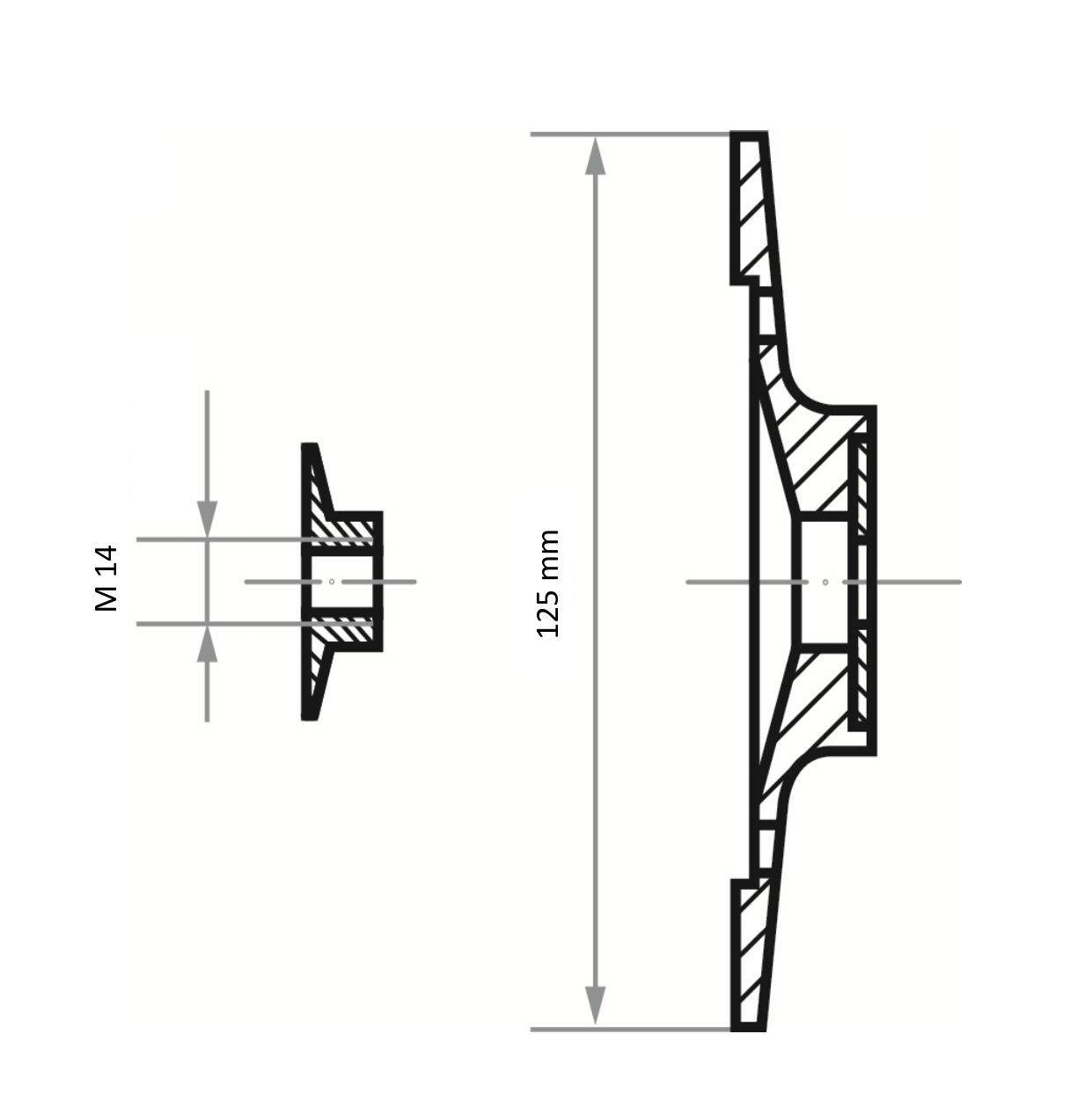 LUKAS-ERZETT A38311251002 STF támpárna fíbertárcsákhoz Ø 125 mm M14 menettel | hűtőbordákkal Ø 125 mm 1 db-4