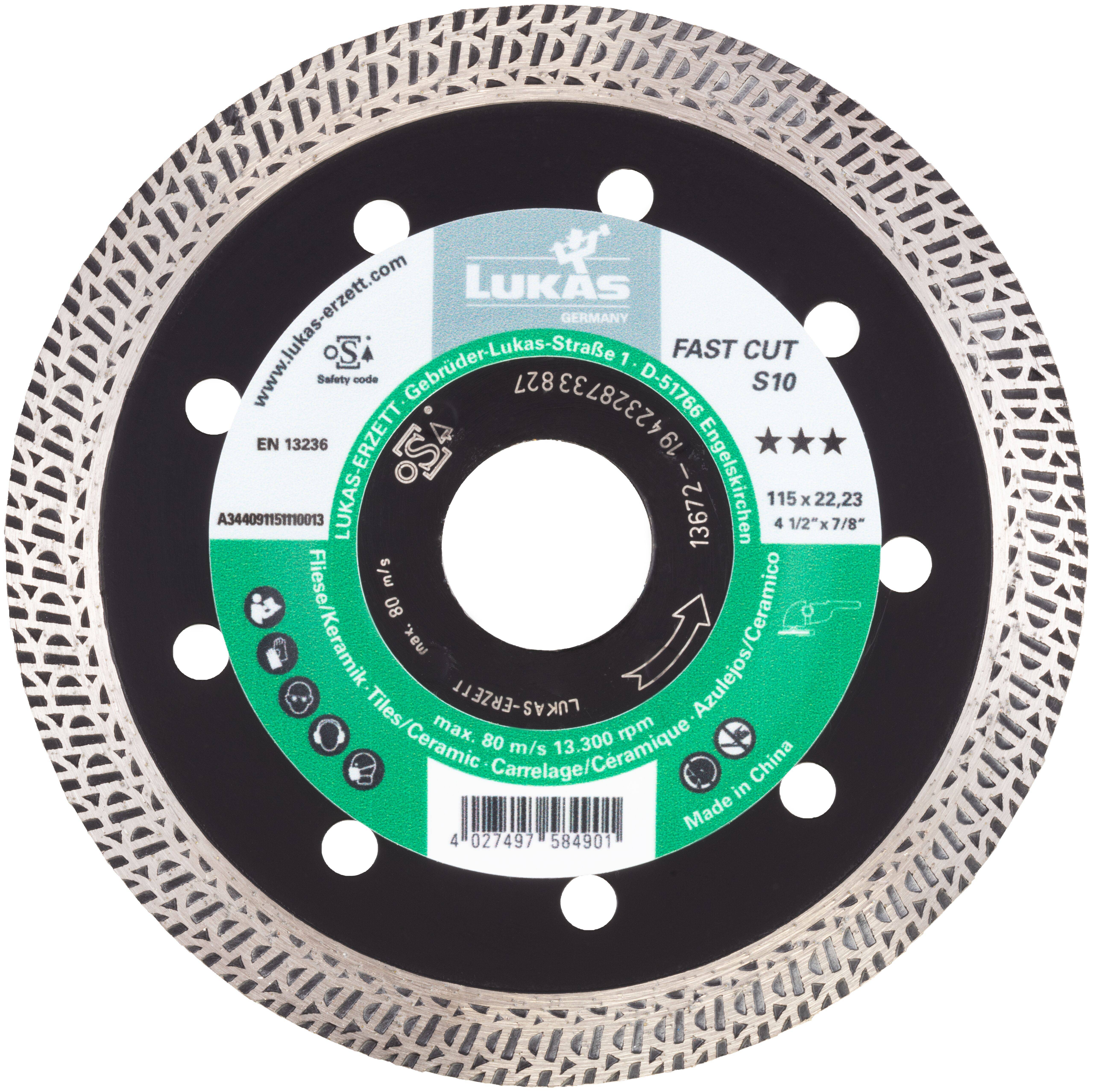 LUKAS-ERZETT A344091151110013 DiamantFAST CUT S10 115 Gyémánt bevonatú vágótárcsa 1 db