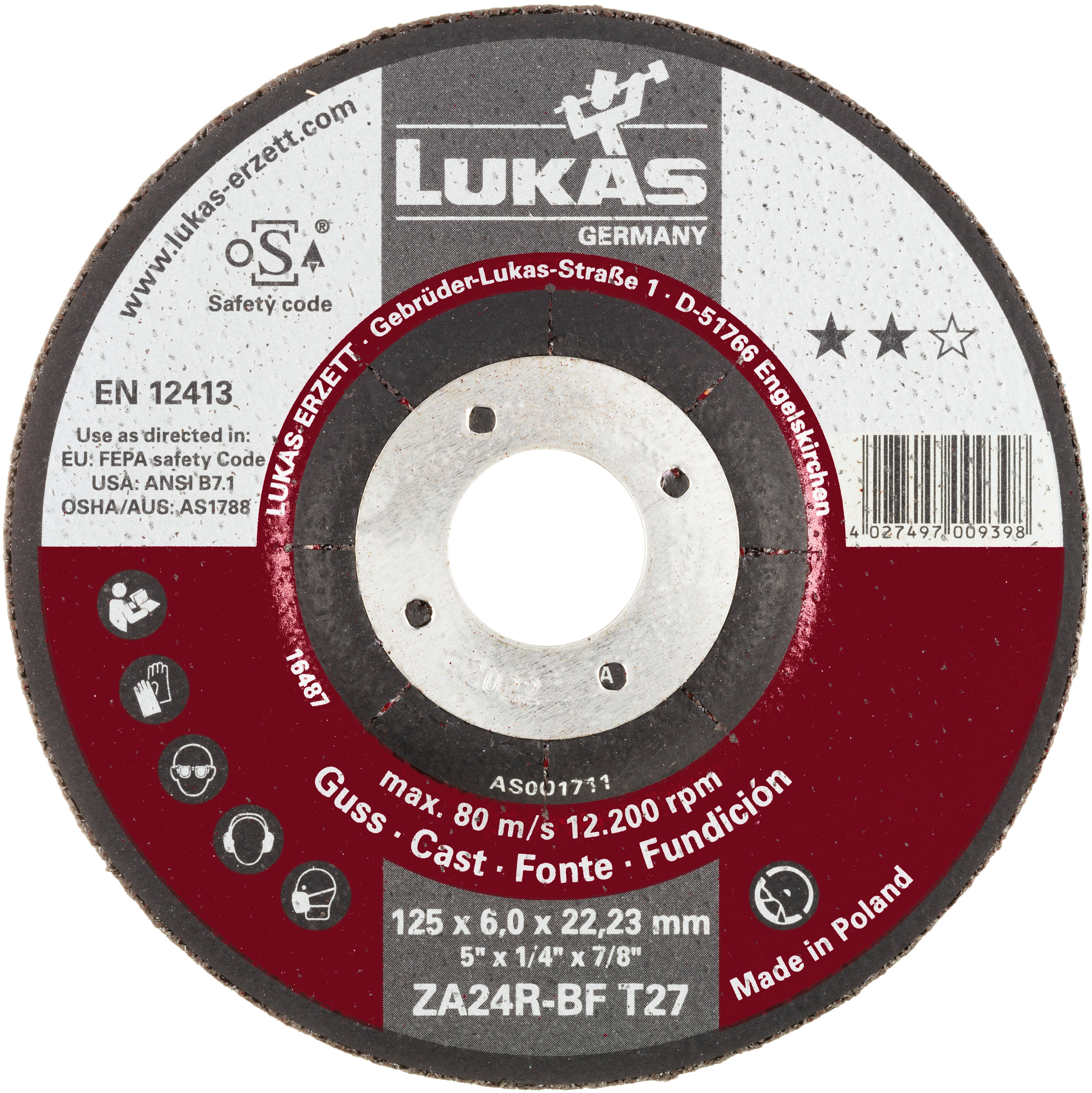 LUKAS-ERZETT AS001773V9802 T27 180x6,0x22,23 Csiszolókorong Ø 180 mm 10 db