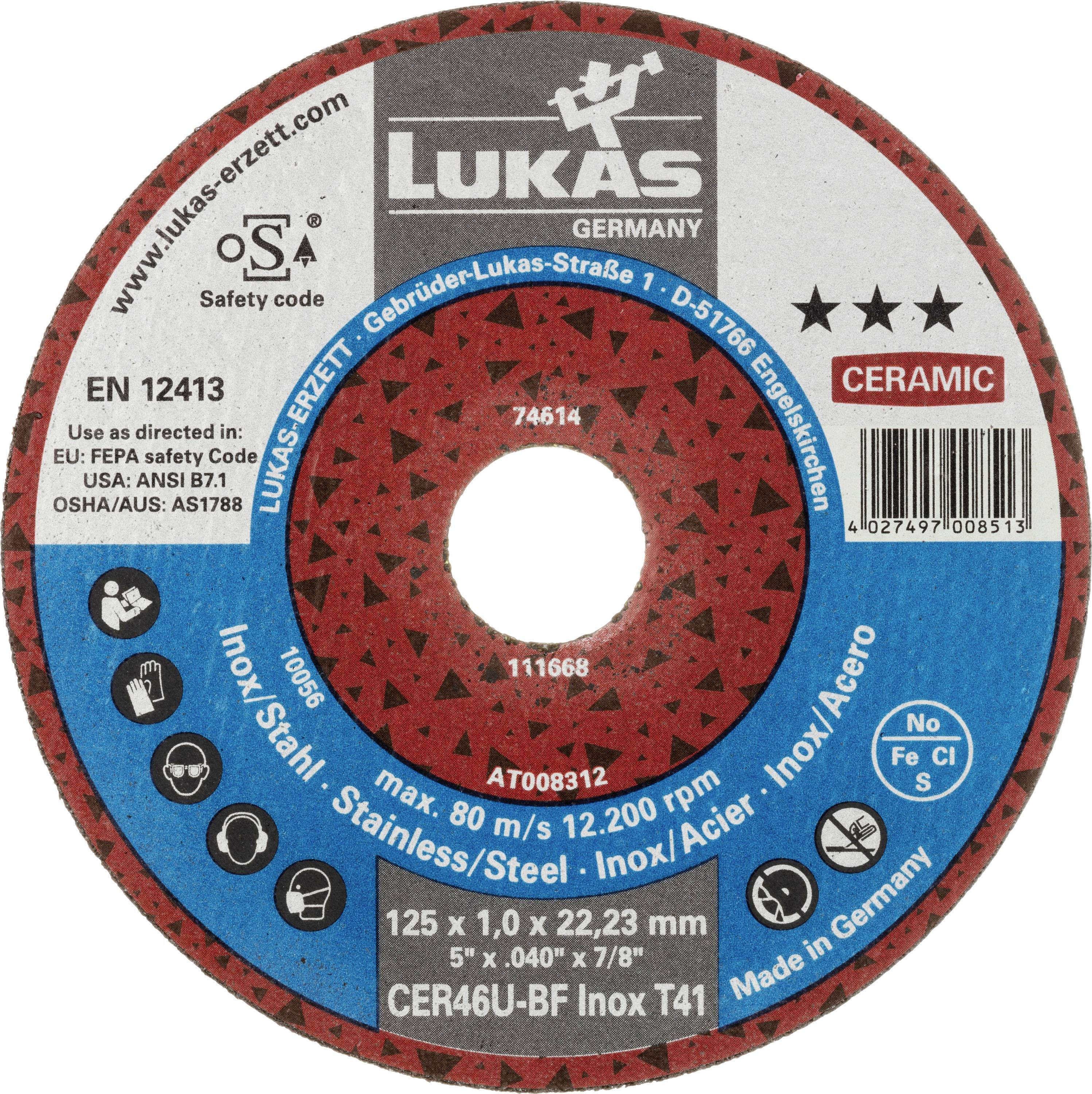 LUKAS-ERZETT T41 125x1,0x22,23 AT008312V9802 Vágótárcsa készlet 125 mm 25 db Acél