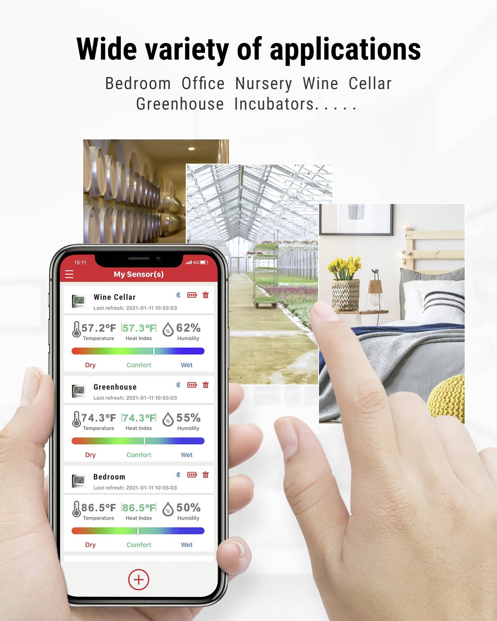 ThermoPro Vezeték nélküli hőmérséklet- és légnedvesség mérő Fehér TP357-3-3