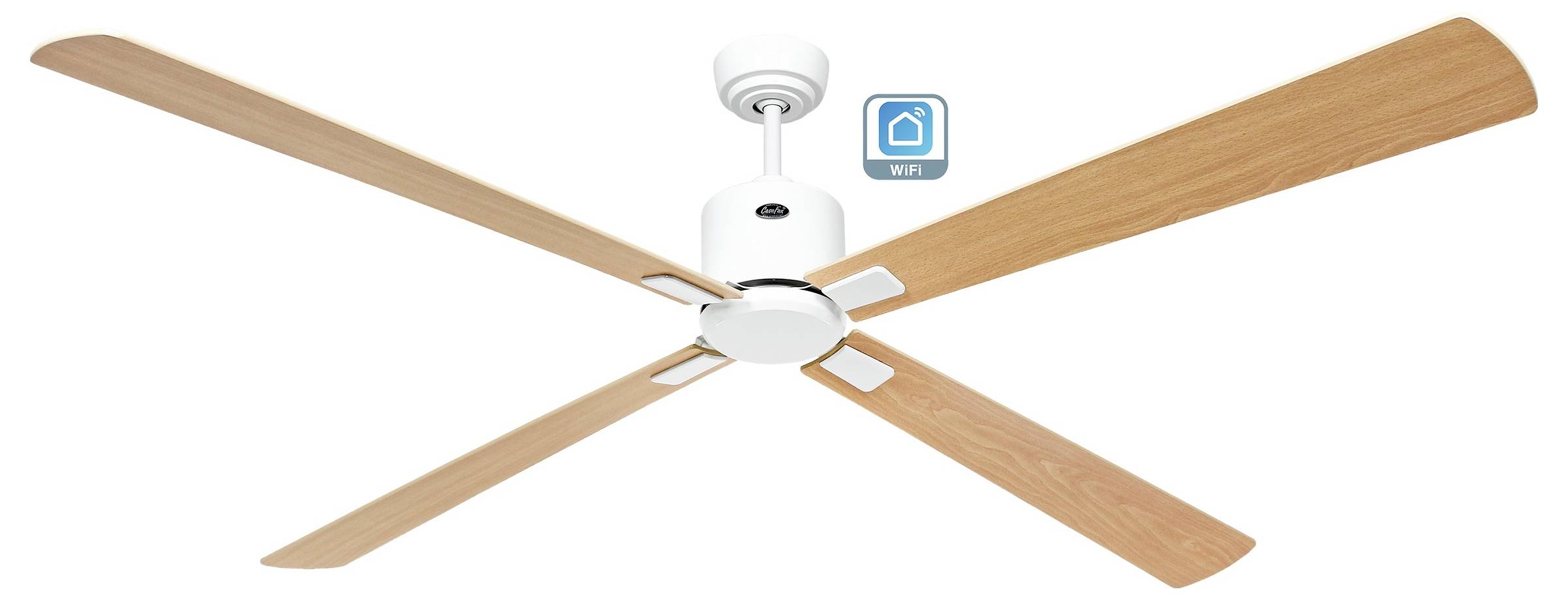CasaFan ECO NEO III 180-4 WE-AH/BU WiFi Flügel Ahorn/Buche Mennyezeti ventilátor 28 W (Ø x Ma) 180 cm x 360 mm Fehér Táv-1