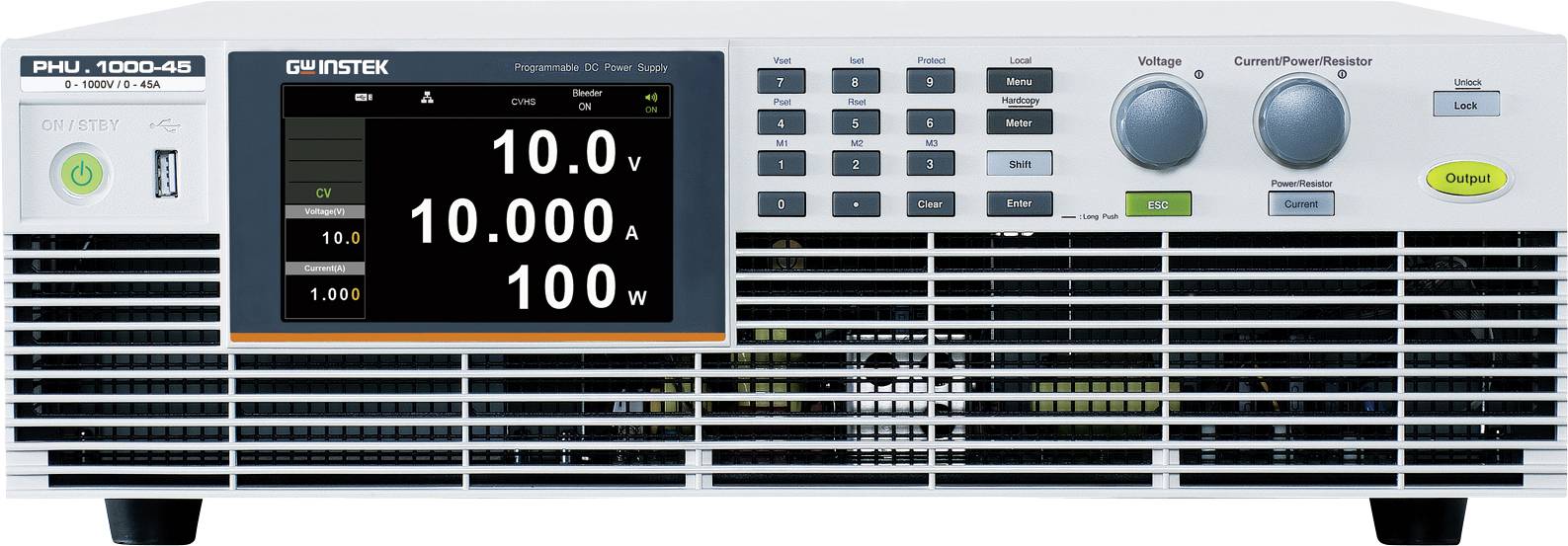 GW Instek PHU 500-60 19 labortápegység, szabályozható 0 - 500 V 0 - 60 A 10 kW USB, LAN, Analóg OVP, Master-slave funkció, Programozható, Távirányítható