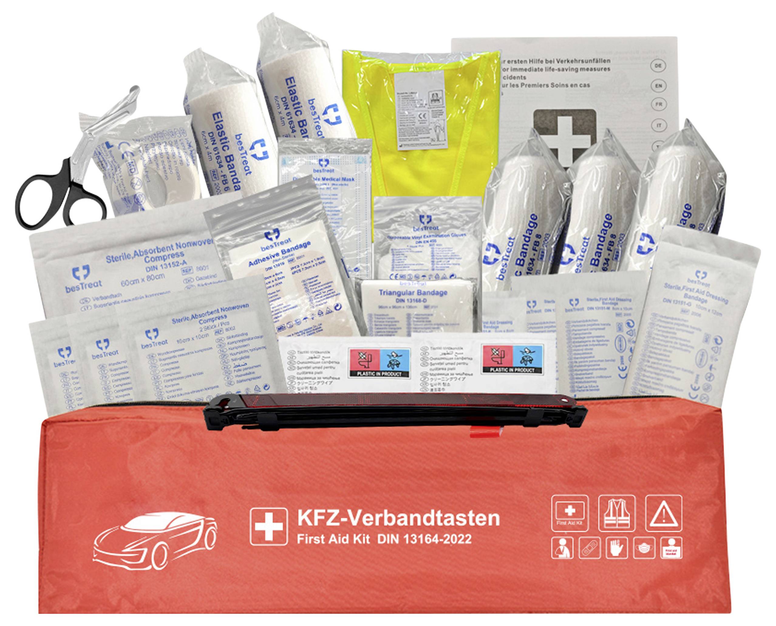 besTreat 3 in 1 Car first aid kit Elsősegély táska Elakadásjelző háromszöggel Busz, Lakókocsik, Személygépkocsi, SUV (H -4