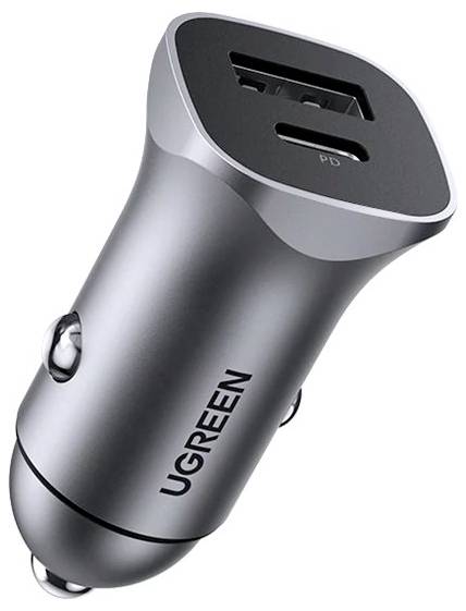 UGREEN 30780 Autós töltőállomás 18 W USB-C® alj, USB-A alj Power Delivery Fekete Személygépkocsi