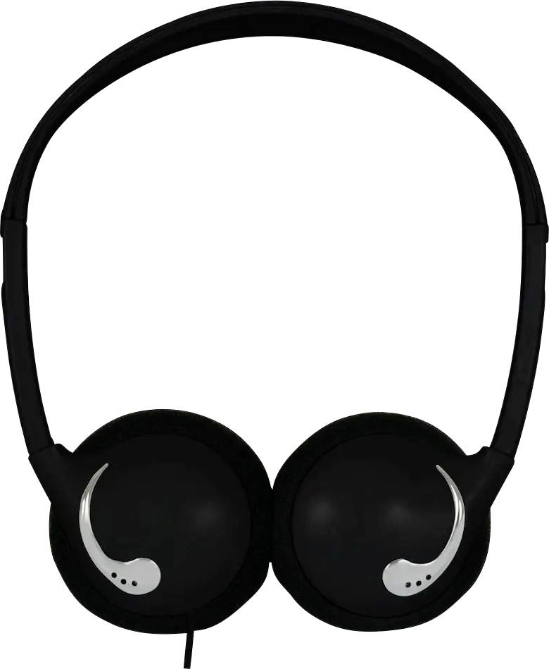 Fekete, fülre simuló fejhallgató letisztult, minimalista dizájnnal, amelynek mindegyik fülkosarán fehér, swoosh-szerű logók találhatók.