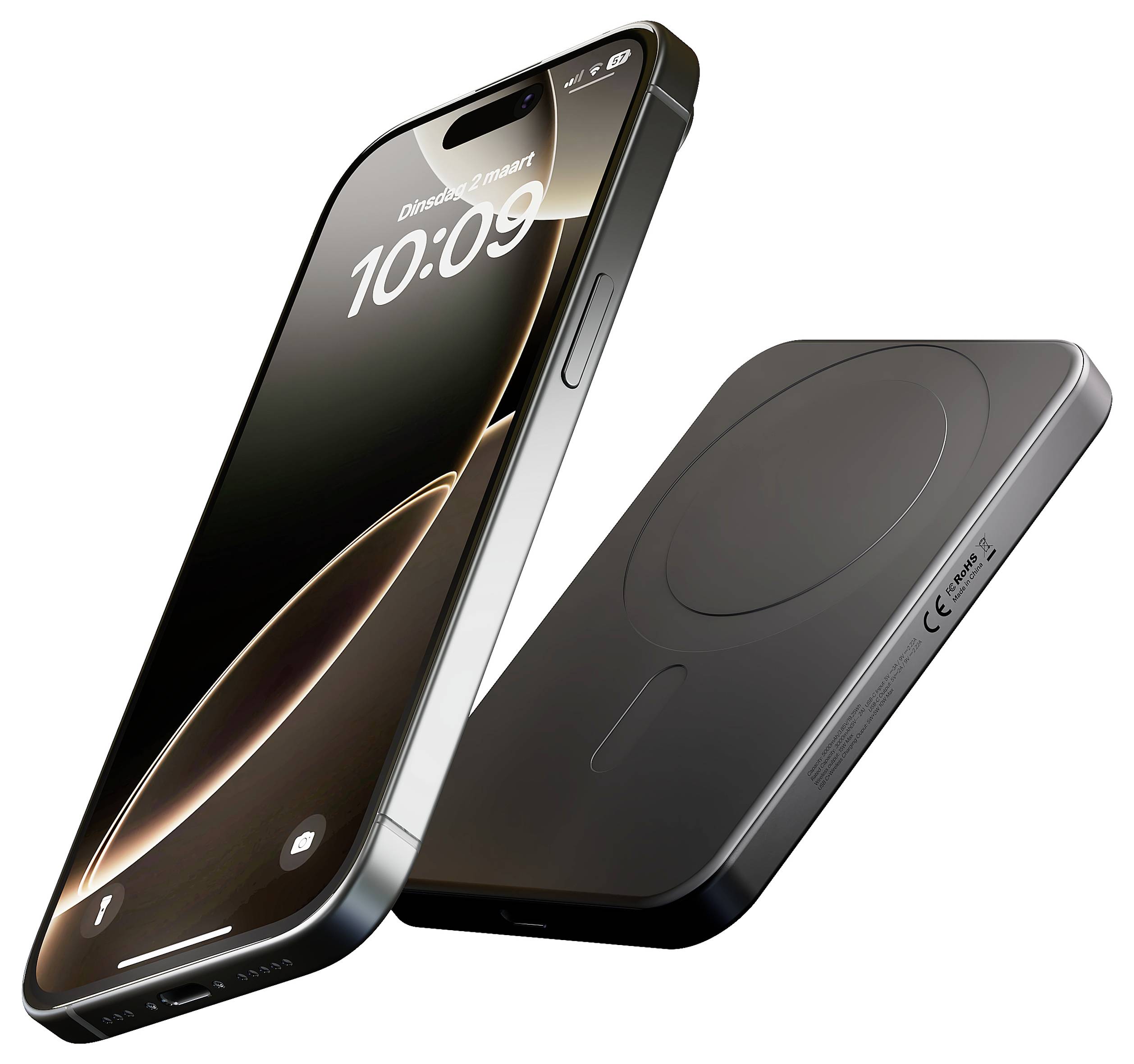 'Két karcsú okostelefon, az egyik egy dinamikus képernyőt mutat 10:09-kor, a másik a minimalista hátoldalát, úgy elfordítva, hogy kiemelje formatervezési jellegzetességeit.'