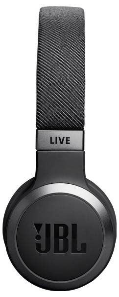 JBL 'LIVE' fekete felül zárt fejhallgató a fejpántján 'LIVE' márkajelzéssel.