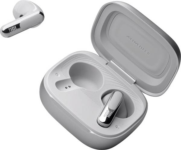 JBL Live Flex 3  In Ear fejhallgató Vezeték nélküli, Bluetooth® Stereo Ezüst Noise Cancelling, mikrofon zajelnyomás Töltőtok, Elemtöltés kijelzés, Hangerő szabályozás, Érintéses vezérlés, Víztaszító Sport