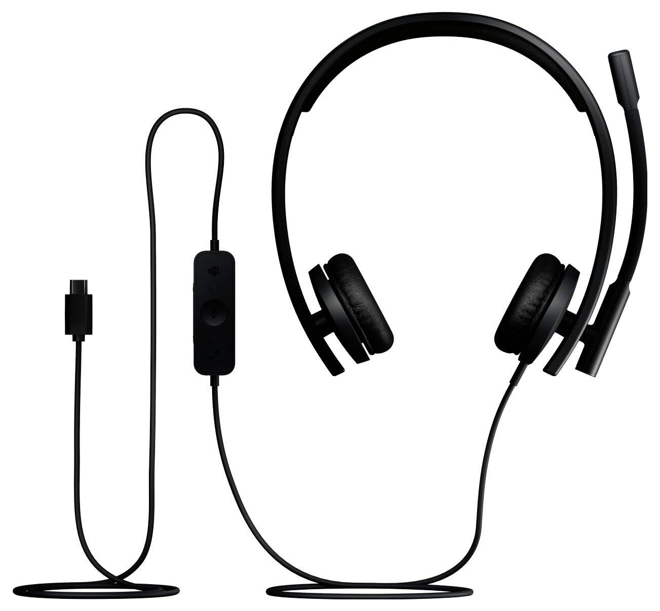 Egy fekete, zsinóros headset, amelyhez mikrofon és hangerő-szabályzó van csatlakoztatva, alkalmas hang alapú kommunikációra vagy zenehallgatásra.