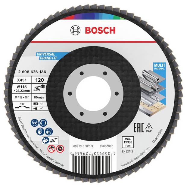 Bosch Accessories 2608626136 Legyezős csiszolókorong Ø 115 mm Szemcsézet=120 1 db