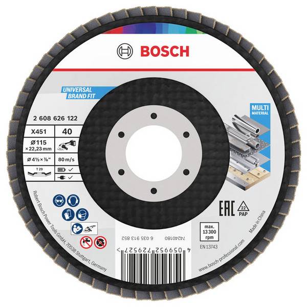 Bosch Accessories 2608626122 Legyezős csiszolókorong Ø 115 mm Szemcsézet=40 1 db