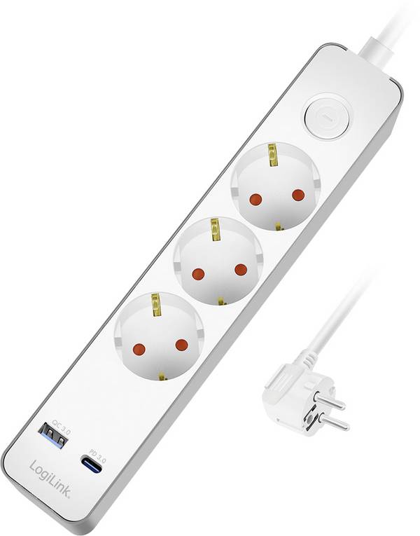 LogiLink LPS287U Elosztó kapcsolóval  Fehér Védőérintkezős 1 db