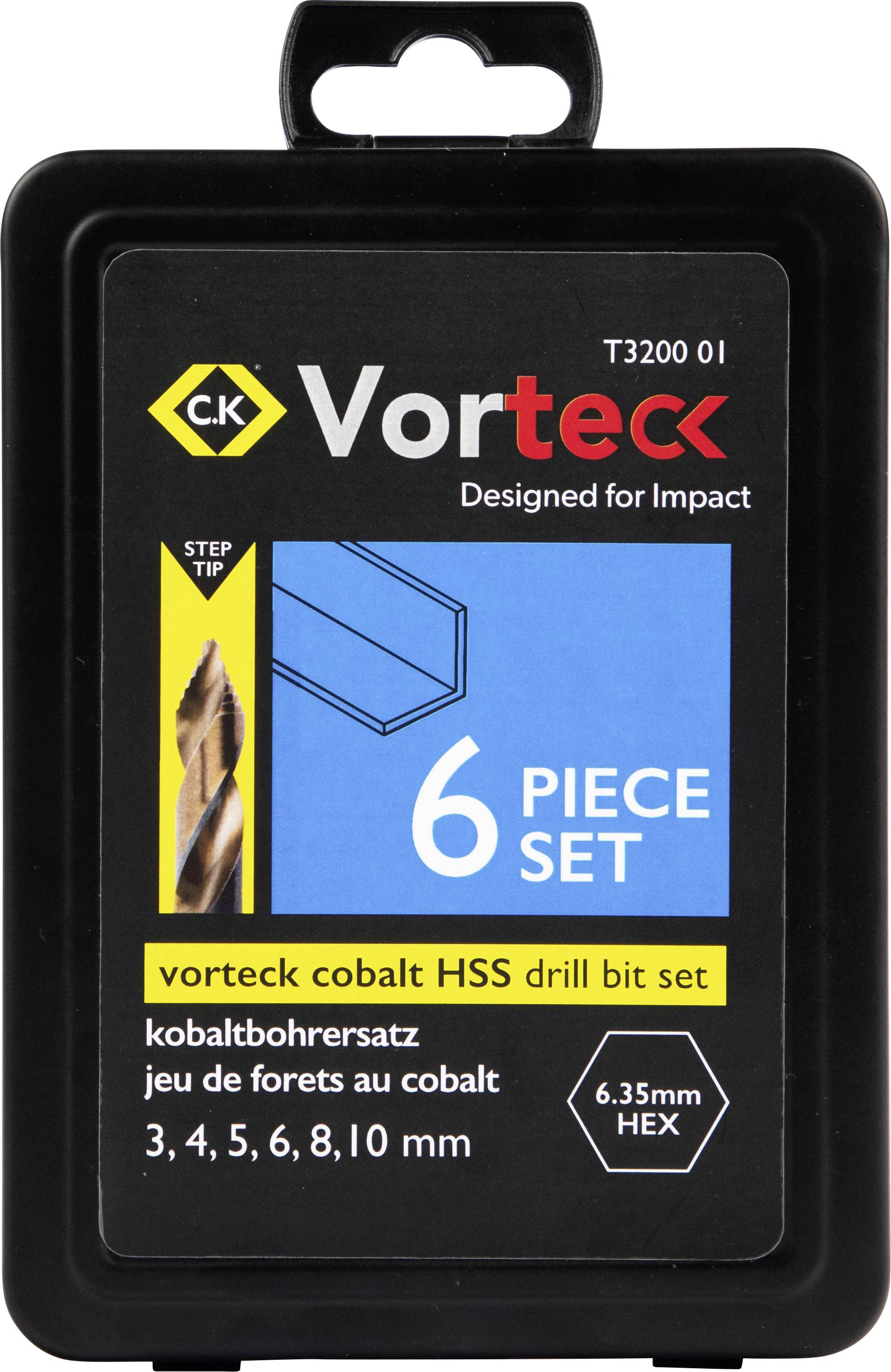 C.K T3200 01 HSSE-Co 5 Többcélú fúró készlet 3 mm, 4 mm, 5 mm, 6 mm, 8 mm, 10 mm SDS-Plus 1 db