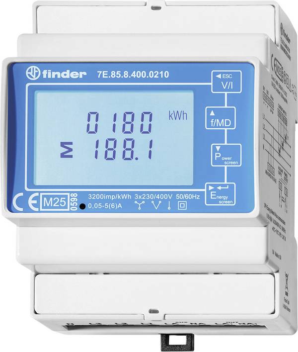 Finder 7E.85.8.400.0212 7E.85.8.400.0212 Energiafogyasztás mérő  digitális  MID konform: Igen  1 db