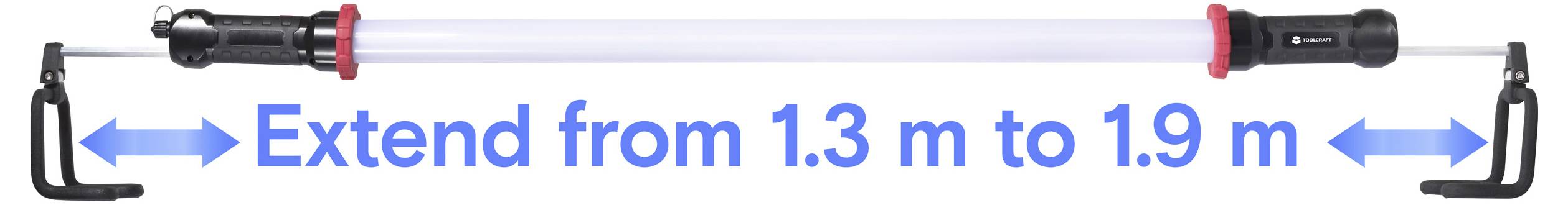 "1,3 m-ről 1,9 m-re nyújtható" vagy "Kiterjeszthető 1,3 m-ről 1,9 m-re"