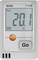 'Testo 174H' digitális hőmérséklet- és páratartalom-adatgyűjtő kijelzővel, amely '20,1°C'-ot mutat. Rendelkezik egy 'Go' gombbal és akkumulátor ikonnal.